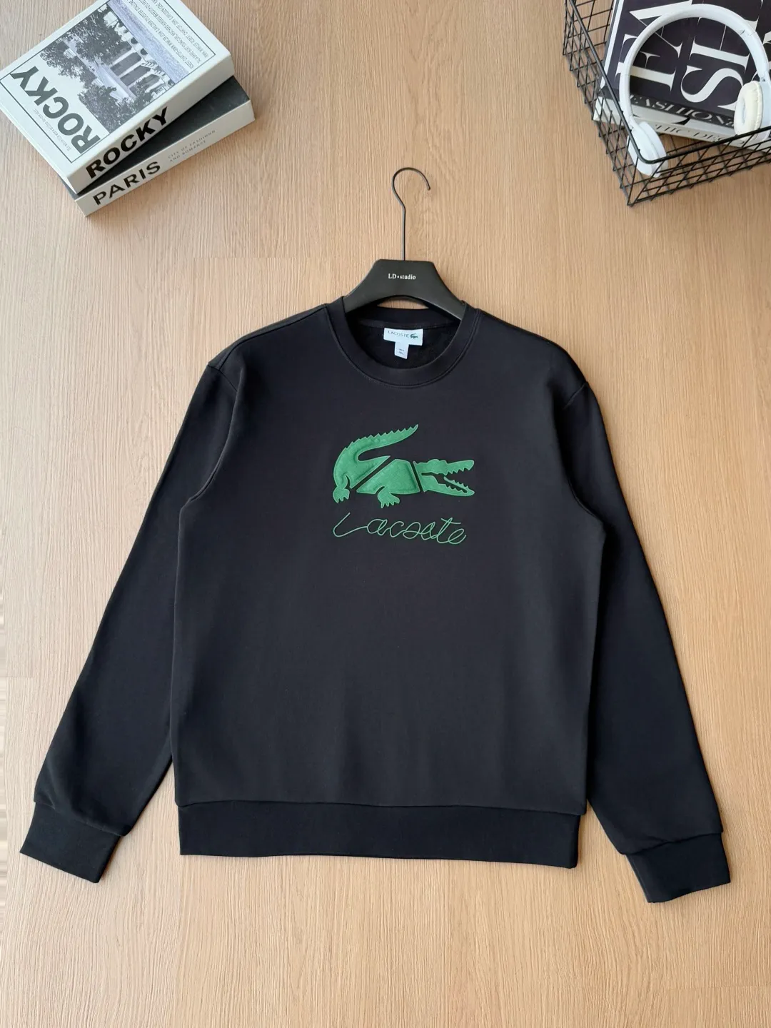 P 120LACOSTE. 2026 Autumn New Product Counter Same Style Printed Cotton Round Neck Sweater 360g Pure Cotton Terry M.L.XL 2XL LA-W 3057